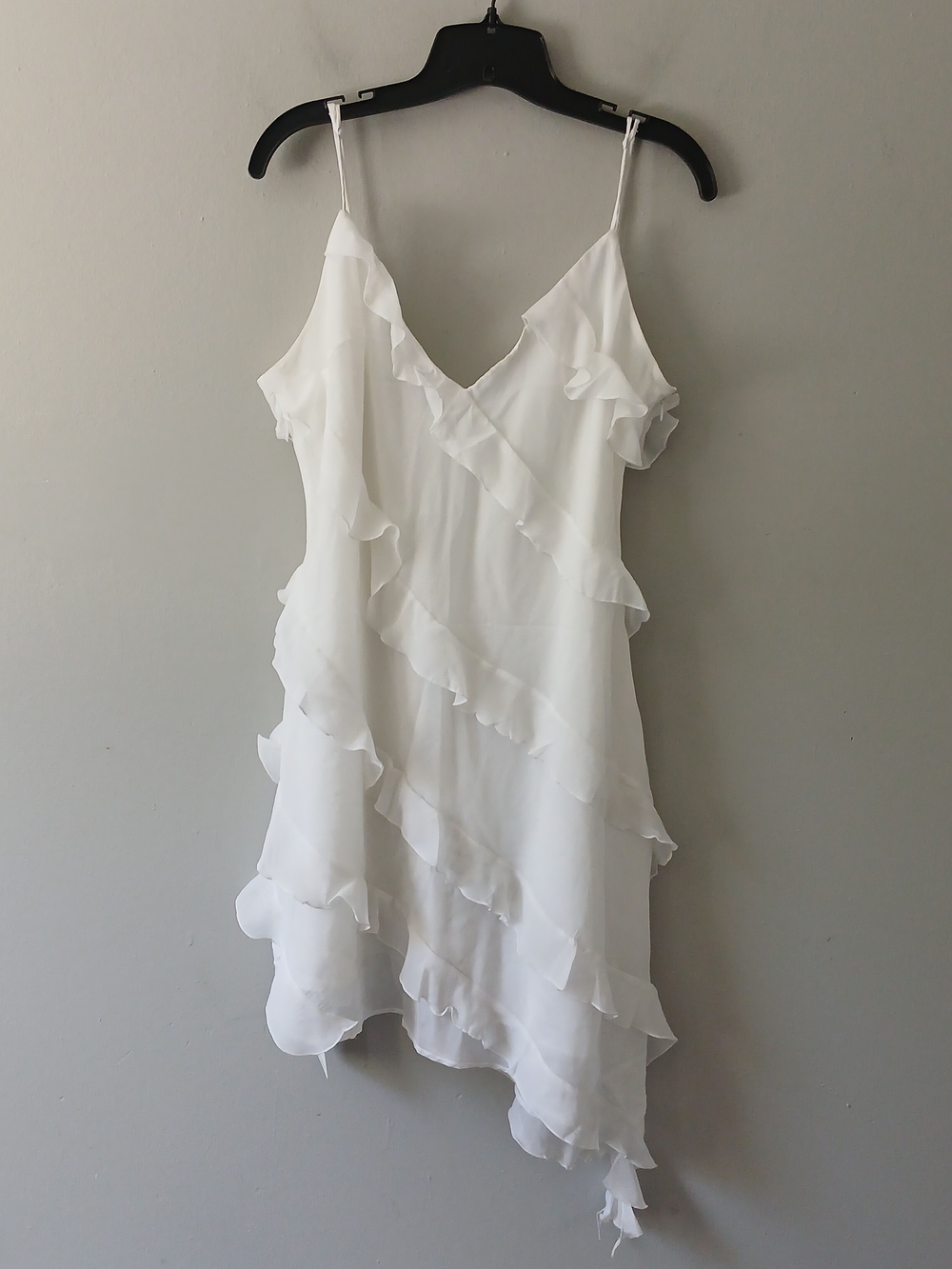 Abercrombie Fitch Women's Size XLP White V-neck Ruffle Tiered Mini Dress NWT!!!